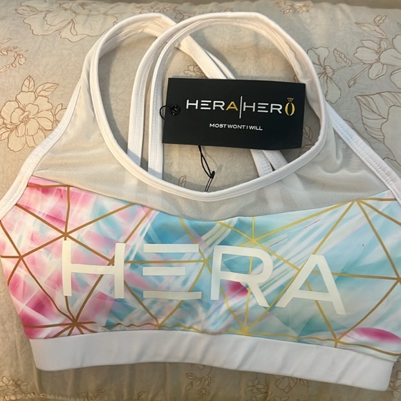 Hera x Hero Women's Seamless X Back Sports Bra in Pink /White Color NWT - Picture 6 of 9